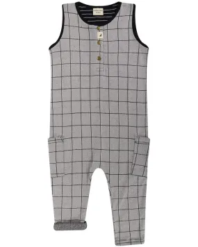 Turtle Dove Jacquard Check Tank Overalls