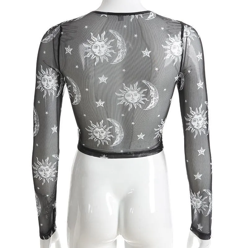 'Twilight' Alt Moon and Sun Mesh Top