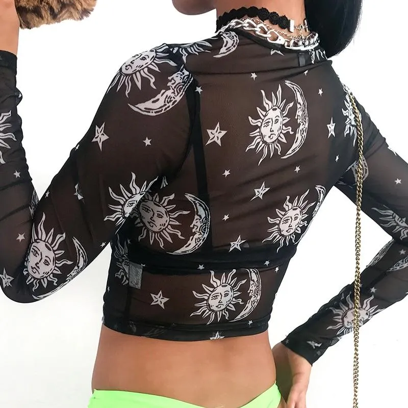 'Twilight' Alt Moon and Sun Mesh Top