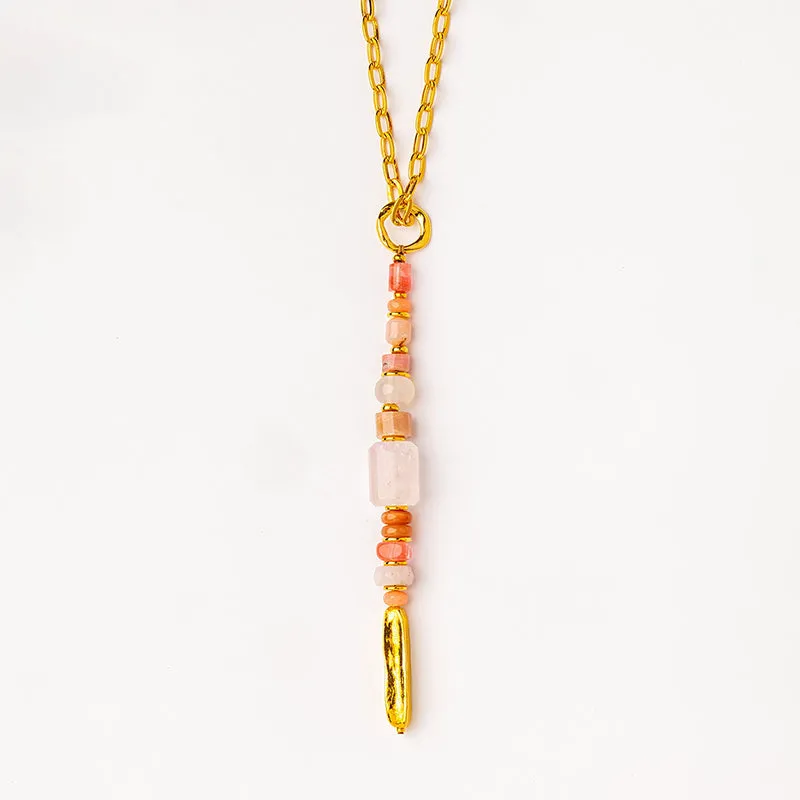 Velatti Long Stacked Gemstone Necklace