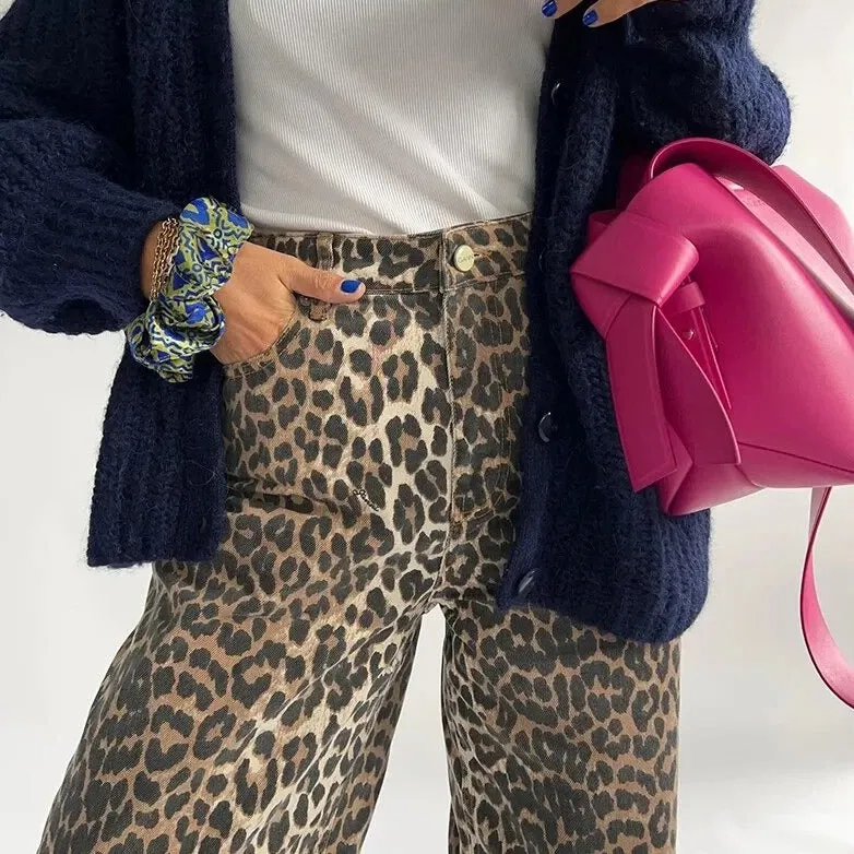 Vintage Jeans mit Leopard Druck