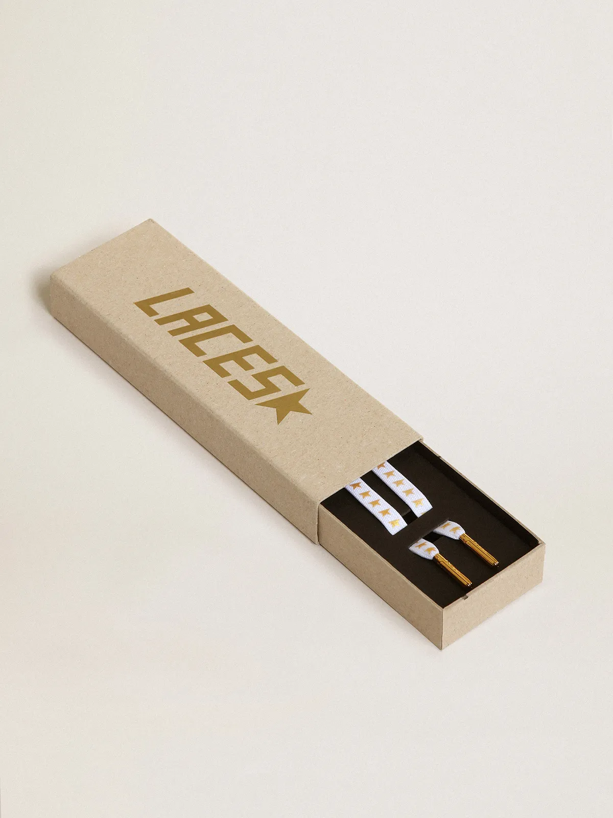 White laces with gold stars